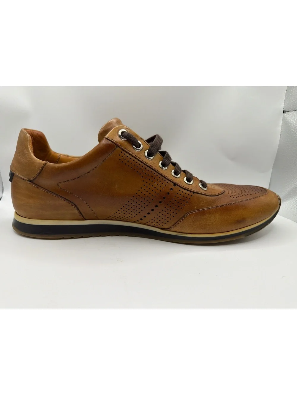 Magnanni Men's Brown Leather Casual Sneakers Size 9.5